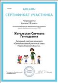 Сертификат "Самый активный учитель и класс Новосибирской области " Сертификат "Самый активный учитель и класс Новосибирской области "
